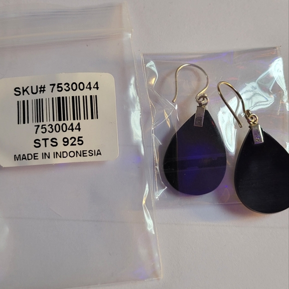 Abalone shell drop earrings. Sterling silver - Picture 3 of 6